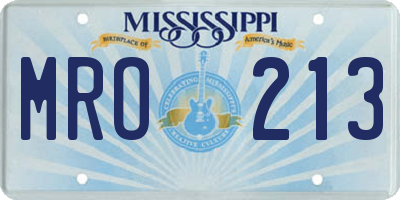 MS license plate MRO213
