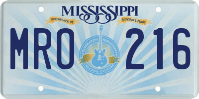 MS license plate MRO216