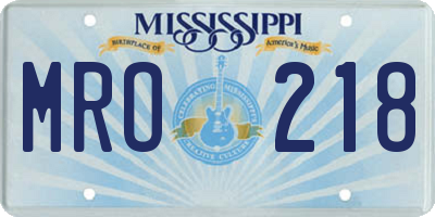 MS license plate MRO218