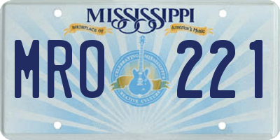 MS license plate MRO221