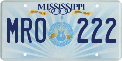 MS license plate MRO222