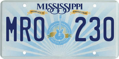 MS license plate MRO230