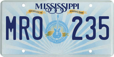 MS license plate MRO235