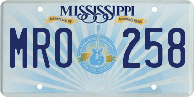 MS license plate MRO258