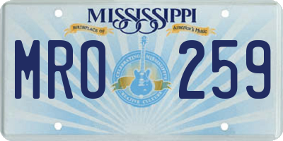 MS license plate MRO259