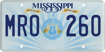MS license plate MRO260