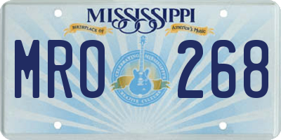 MS license plate MRO268