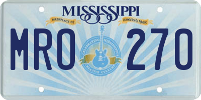 MS license plate MRO270