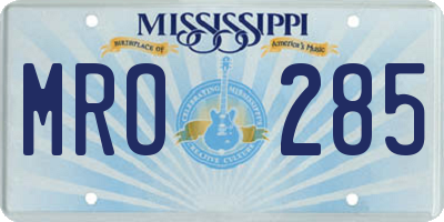 MS license plate MRO285