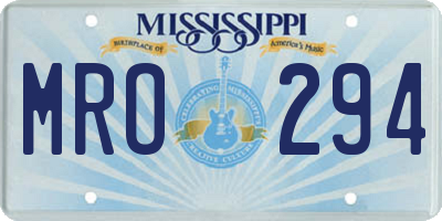 MS license plate MRO294