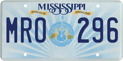 MS license plate MRO296