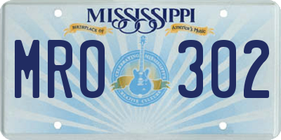 MS license plate MRO302