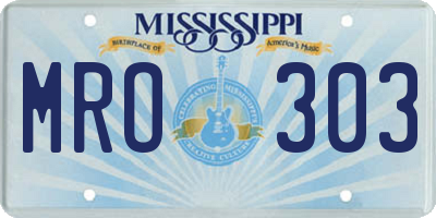 MS license plate MRO303