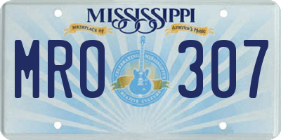 MS license plate MRO307