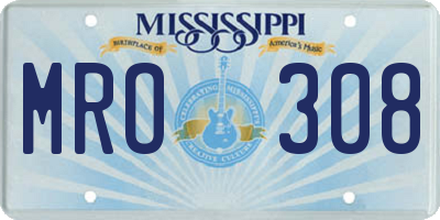 MS license plate MRO308