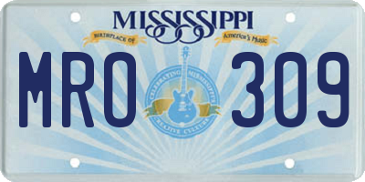 MS license plate MRO309