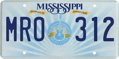 MS license plate MRO312