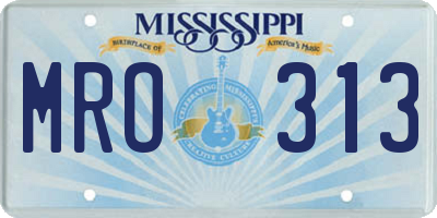 MS license plate MRO313