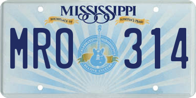 MS license plate MRO314