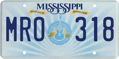MS license plate MRO318
