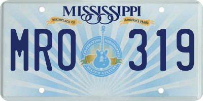 MS license plate MRO319