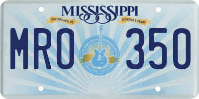 MS license plate MRO350