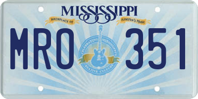 MS license plate MRO351