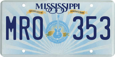 MS license plate MRO353