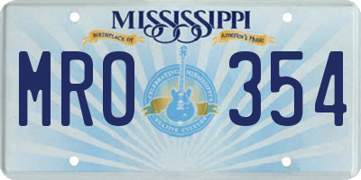 MS license plate MRO354