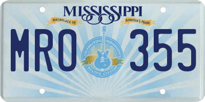 MS license plate MRO355