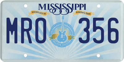 MS license plate MRO356