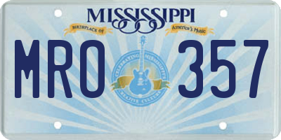 MS license plate MRO357