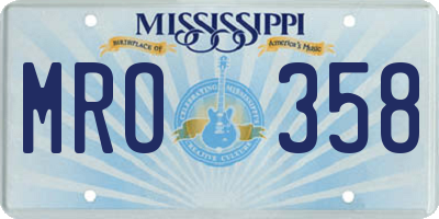 MS license plate MRO358