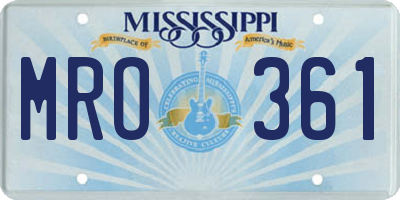 MS license plate MRO361