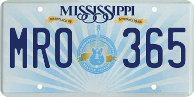 MS license plate MRO365
