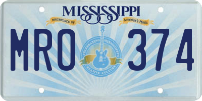 MS license plate MRO374