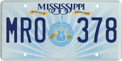 MS license plate MRO378
