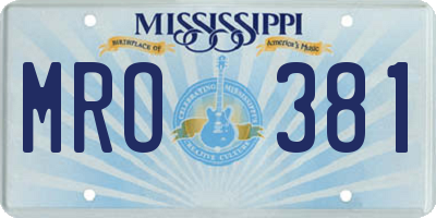 MS license plate MRO381