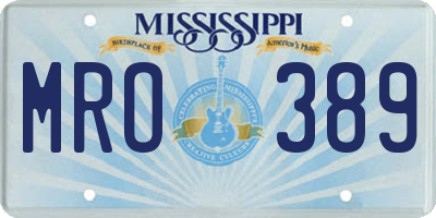 MS license plate MRO389