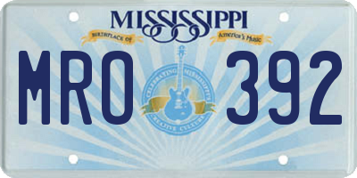 MS license plate MRO392