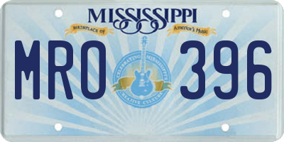 MS license plate MRO396