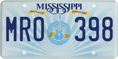 MS license plate MRO398