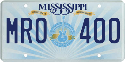 MS license plate MRO400