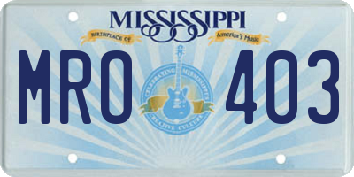MS license plate MRO403