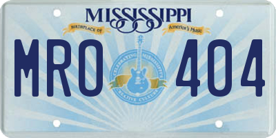 MS license plate MRO404