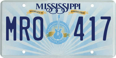 MS license plate MRO417