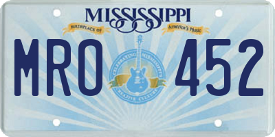 MS license plate MRO452