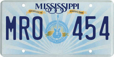MS license plate MRO454