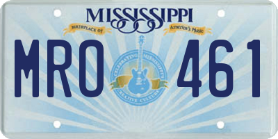 MS license plate MRO461