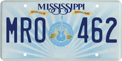 MS license plate MRO462